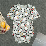 Red Heart And Penguin Pattern Print Men's Bodysuit