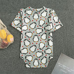 Red Heart And Penguin Pattern Print Men's Bodysuit