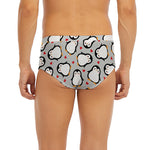 Red Heart And Penguin Pattern Print Men's Briefs
