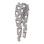Red Heart And Penguin Pattern Print Men's Compression Pants