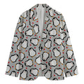 Red Heart And Penguin Pattern Print Men's Cotton Blazer