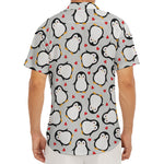 Red Heart And Penguin Pattern Print Men's Deep V-Neck Shirt