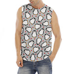 Red Heart And Penguin Pattern Print Men's Fitness Tank Top