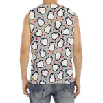 Red Heart And Penguin Pattern Print Men's Fitness Tank Top