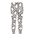 Red Heart And Penguin Pattern Print Men's Leggings
