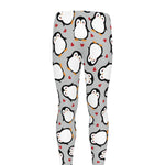 Red Heart And Penguin Pattern Print Men's leggings