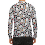 Red Heart And Penguin Pattern Print Men's Long Sleeve Rash Guard