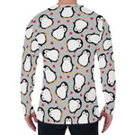 Red Heart And Penguin Pattern Print Men's Long Sleeve T-Shirt