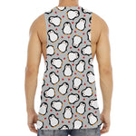 Red Heart And Penguin Pattern Print Men's Muscle Tank Top