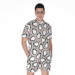 Red Heart And Penguin Pattern Print Men's Rompers