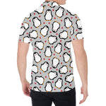 Red Heart And Penguin Pattern Print Men's Shirt
