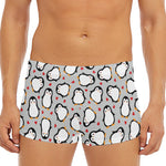 Red Heart And Penguin Pattern Print Men's Short Boxer Briefs