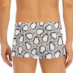Red Heart And Penguin Pattern Print Men's Short Boxer Briefs