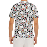 Red Heart And Penguin Pattern Print Men's Short Sleeve Rash Guard