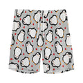 Red Heart And Penguin Pattern Print Men's Athletic Shorts