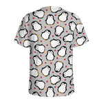 Red Heart And Penguin Pattern Print Men's Sports T-Shirt