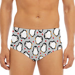 Red Heart And Penguin Pattern Print Men's Triangle Swim Briefs