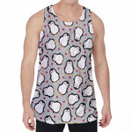 Red Heart And Penguin Pattern Print Men's Velvet Tank Top