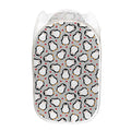 Red Heart And Penguin Pattern Print Mesh Laundry Hamper