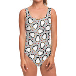 Red Heart And Penguin Pattern Print One Piece Swimsuit