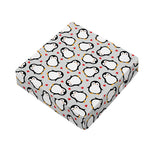 Red Heart And Penguin Pattern Print Outdoor Seat Cushion Cover
