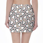 Red Heart And Penguin Pattern Print Pencil Mini Skirt
