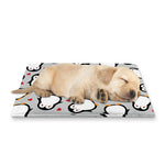 Red Heart And Penguin Pattern Print Pet Cooling Mat Cover