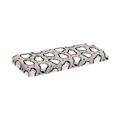 Red Heart And Penguin Pattern Print Piano Keyboard Cover