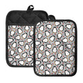 Red Heart And Penguin Pattern Print Pot Holders With Pocket