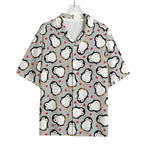 Red Heart And Penguin Pattern Print Rayon Hawaiian Shirt