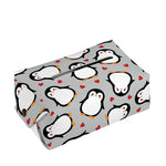 Red Heart And Penguin Pattern Print Rectangle Tissue Box Cover