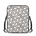 Red Heart And Penguin Pattern Print Rectangular Crossbody Bag