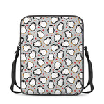Red Heart And Penguin Pattern Print Rectangular Crossbody Bag