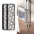 Red Heart And Penguin Pattern Print Refrigerator Handle Covers