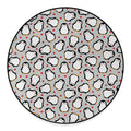 Red Heart And Penguin Pattern Print Round Floor Mat