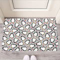 Red Heart And Penguin Pattern Print Rubber Doormat