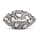 Red Heart And Penguin Pattern Print Rugby Ball