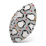 Red Heart And Penguin Pattern Print Rugby Ball