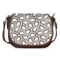 Red Heart And Penguin Pattern Print Saddle Bag