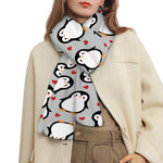 Red Heart And Penguin Pattern Print Scarf