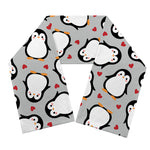 Red Heart And Penguin Pattern Print Scarf
