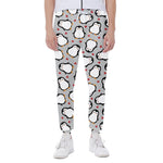 Red Heart And Penguin Pattern Print Scuba Joggers