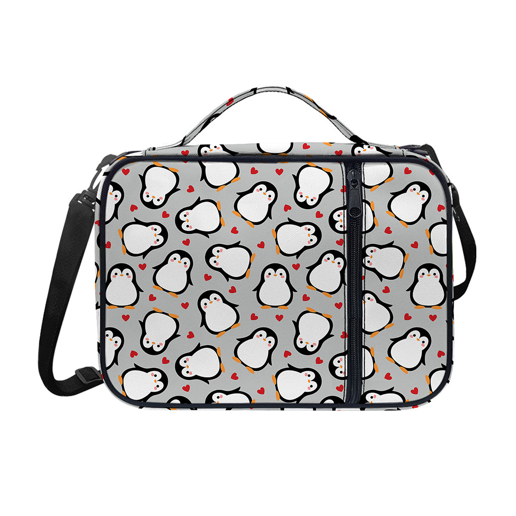Red Heart And Penguin Pattern Print Shoulder Strap Bible Bag