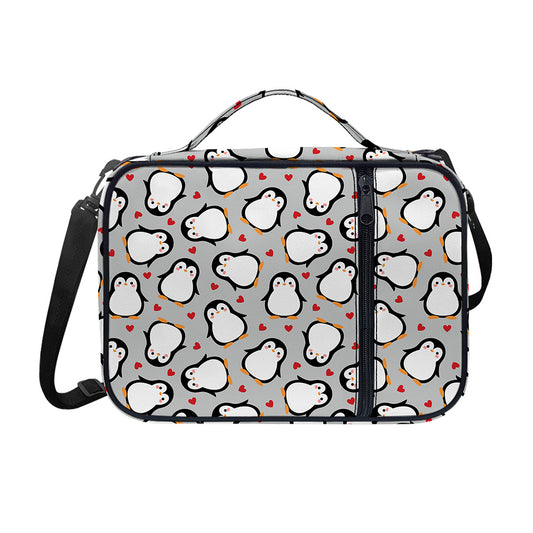 Red Heart And Penguin Pattern Print Shoulder Strap Bible Bag