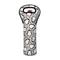 Red Heart And Penguin Pattern Print Single Neoprene Wine Tote