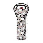 Red Heart And Penguin Pattern Print Single Neoprene Wine Tote