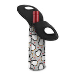 Red Heart And Penguin Pattern Print Single Neoprene Wine Tote