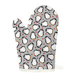 Red Heart And Penguin Pattern Print Single Oven Mitt