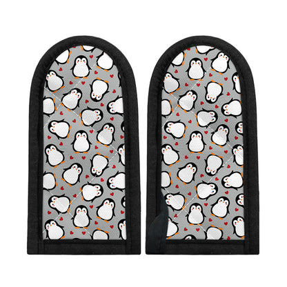 Red Heart And Penguin Pattern Print Skillet Handle Cover