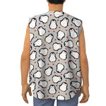 Red Heart And Penguin Pattern Print Sleeveless Baseball Jersey